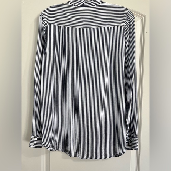 WHBM - Long Sleeve Blue Striped Shirt Button Down - Picture 7 of 9